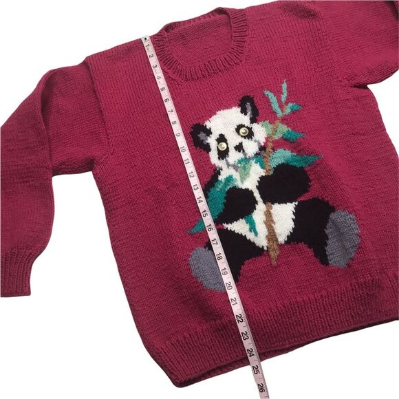 Vintage Hand Knit Quirky Googly-Eyed Panda Sweater - Picture 10 of 11